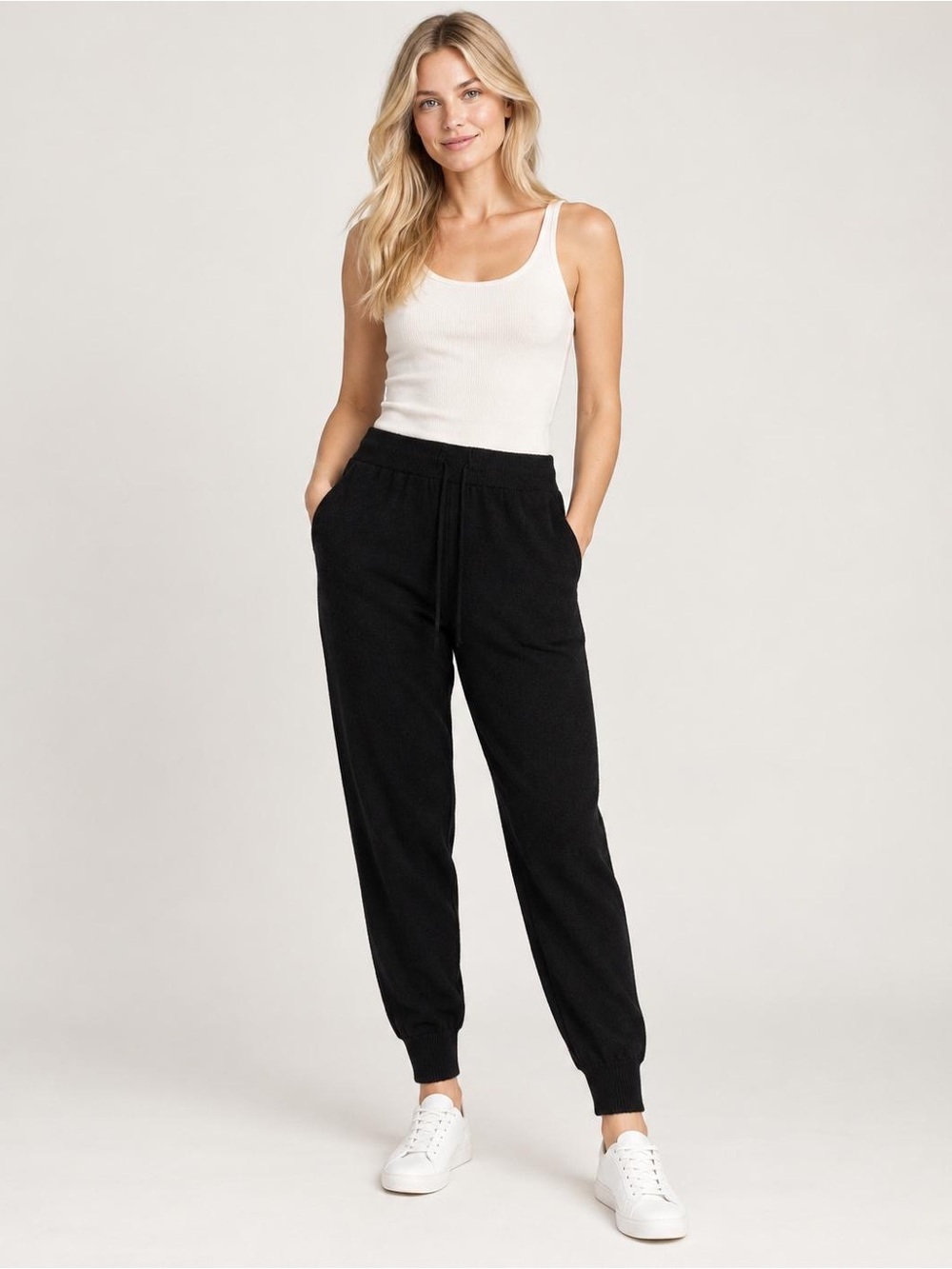 Stefanel Made in Italy Black Wool Knit Jogger Pants XS-S